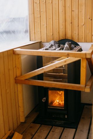 interior of Oslo's floating sauna, part of Oslo Badsforening