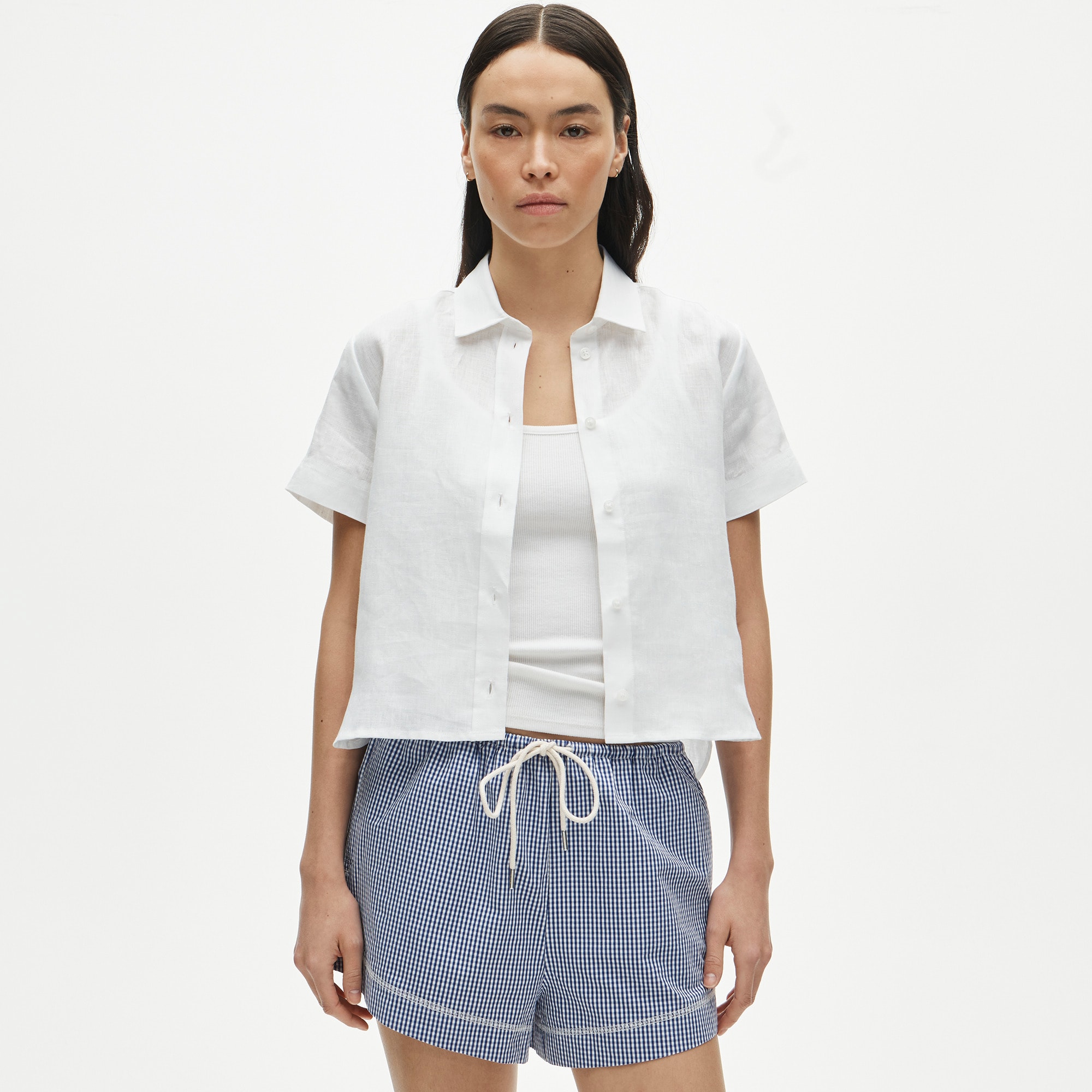 Gamine Button-Down Shirt in Linen