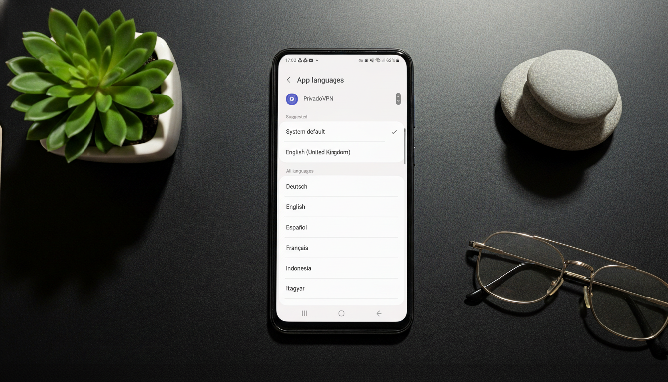 PrivadoVPN Free languages on Android