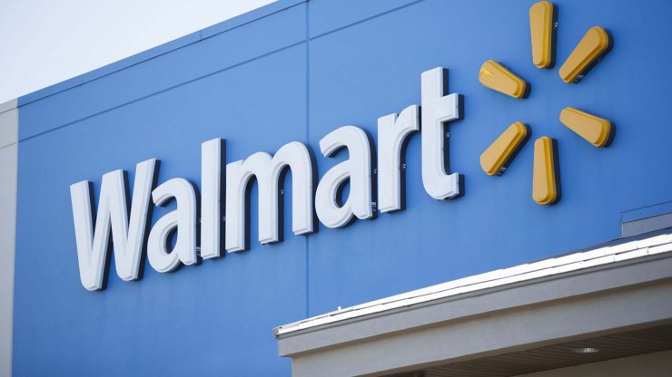 Walmart logo on building