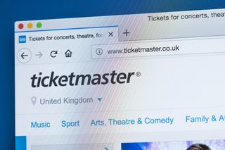 The Ticketmaster website in a web browser window as seen on a computer screen