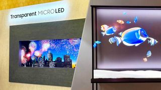 The LG OLED T and Samsung's new microLED transparent concept display at CES 2024.