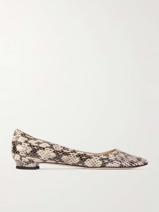 Bb 10 Snake-Effect Leather Point-Toe Flats