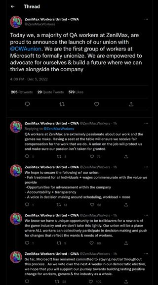ZeniMax union tweets