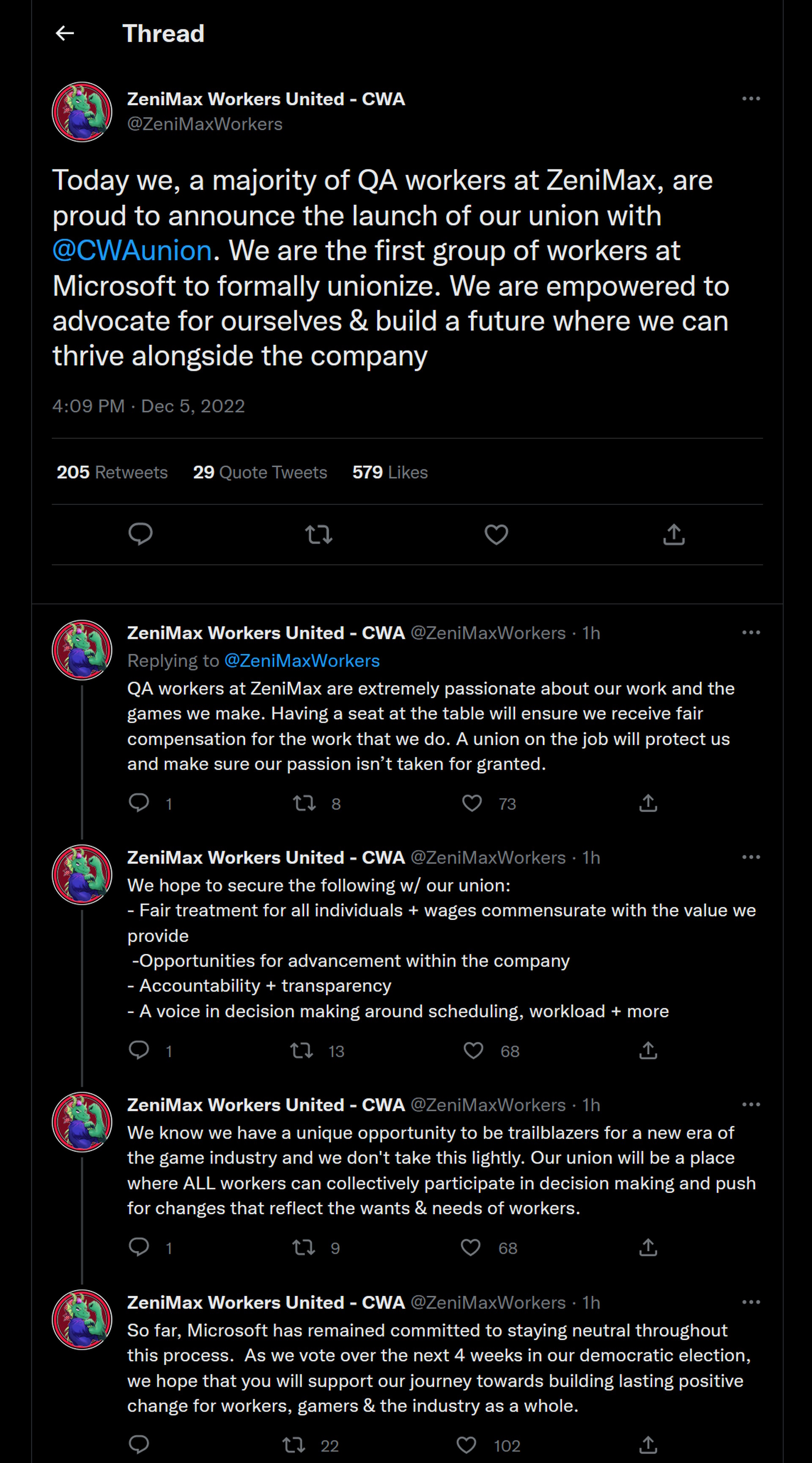 ZeniMax union tweets