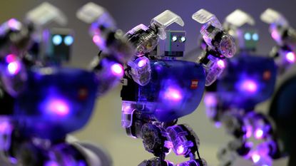Humanoid robots dancing at 'The Robot Museum' in Madrid