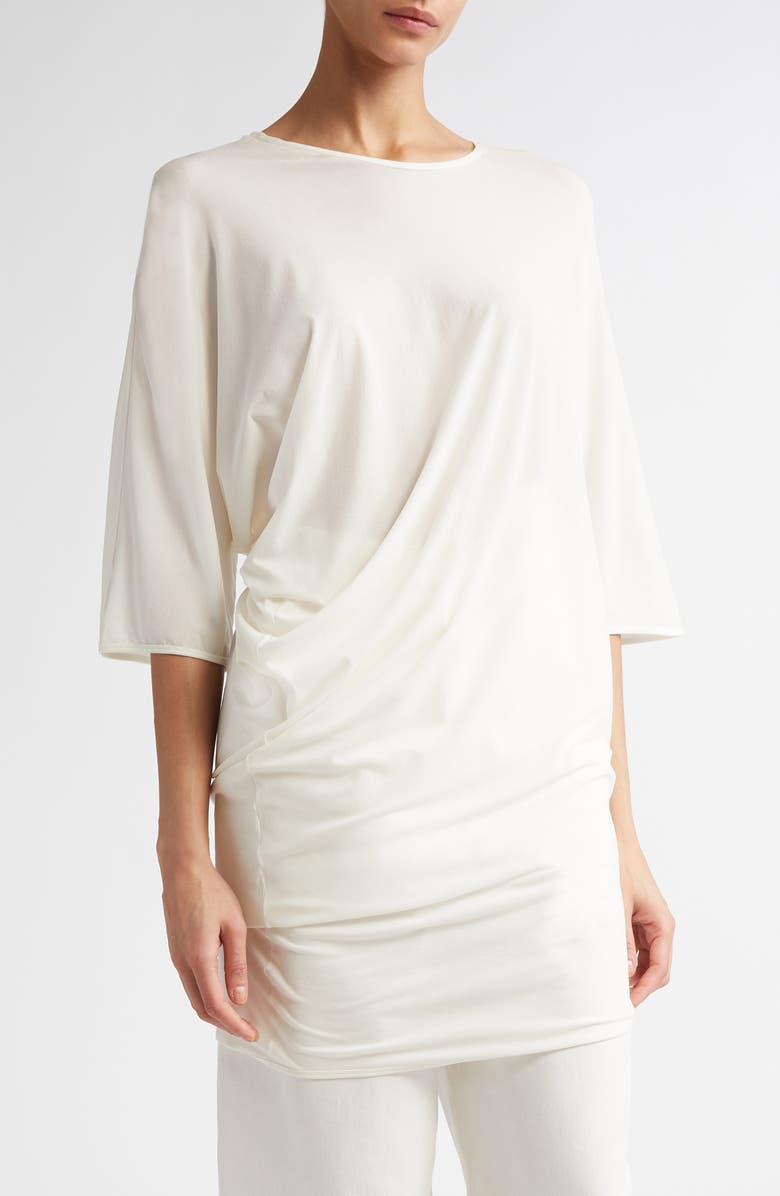 Margia Fitted Draped Stretch Silk T-Shirt