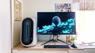 Alienware Aurora R13 on desk since its our pick for best gaming pc overall