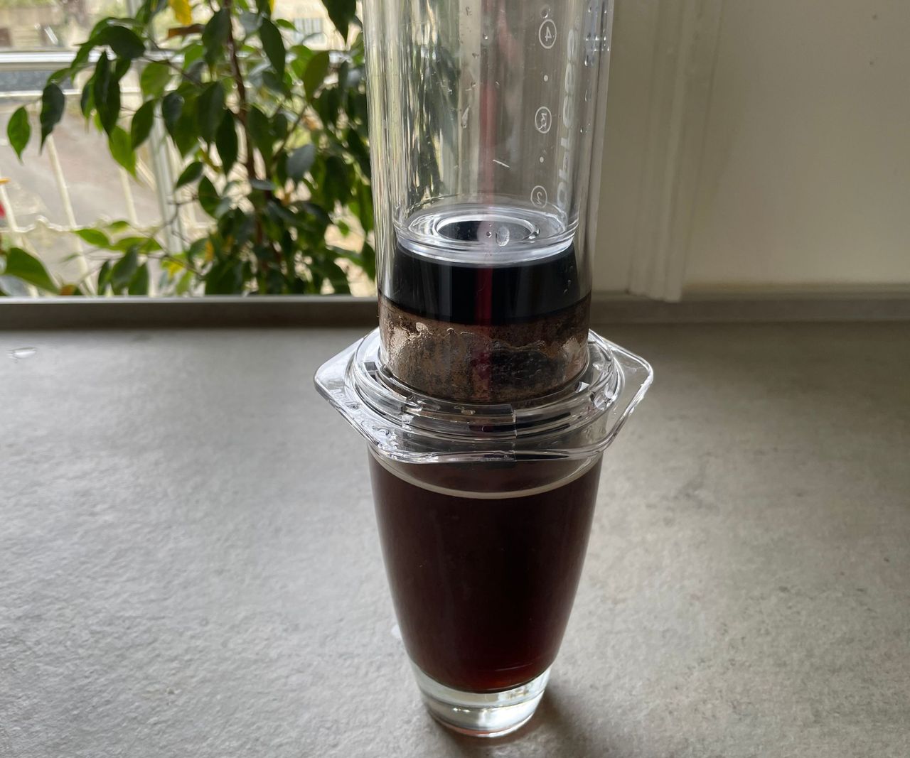 AeroPress coffee maker making coffee