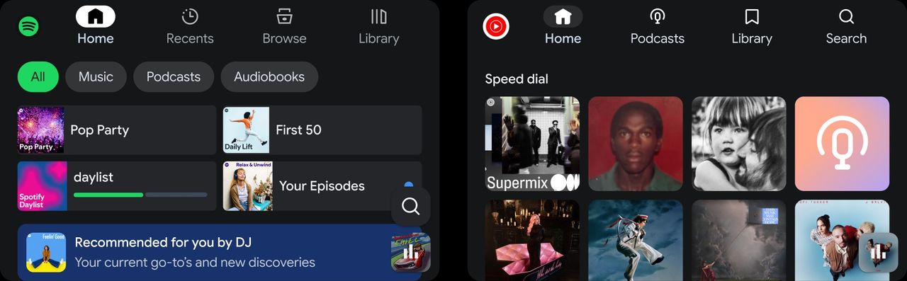 Android Auto preps redesigns for Spotify and YouTube Music.