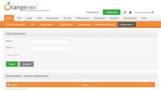 OrangeHRM Email Subscribers Settings