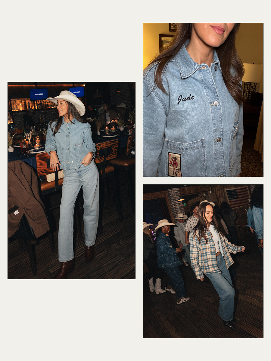 Judith Jones in a double denim look