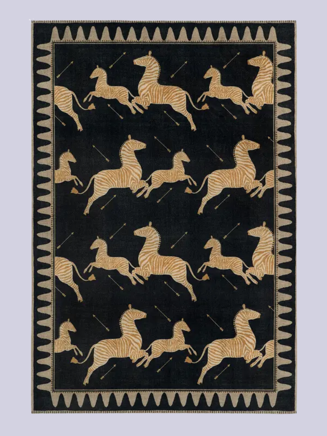 A black rug from Ruggable with a zebra print