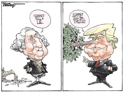 Political Cartoon U.S. Washington and Trumpocchio