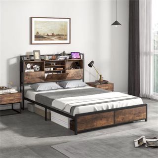 wooden storage bed