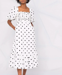 Polka-dot print midi dress, $452