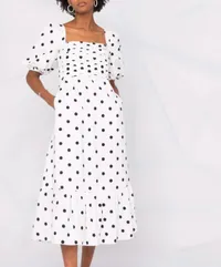 Polka-dot print midi dress, $452 (£446) Self Portrait at Farfetch