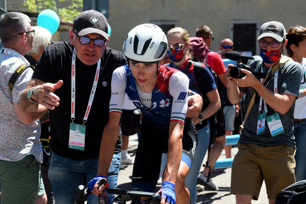 ALDENO ITALY JULY 08 Marta Cavalli of Italy and Team FDJ Nouvelle Aquitaine Futuroscope reacts after the 33rd Giro dItalia Donne 2022 Stage 8 a 1047km stage from Rovereto to Aldeno GiroDonne UCIWWT on July 08 2022 in Aldeno Italy Photo by Dario BelingheriGetty Images