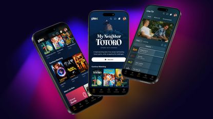 The redisgned Plex app displayed across three iPhone screens