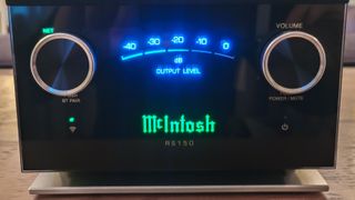 McIntosh RS150 showing close up of VU meter display