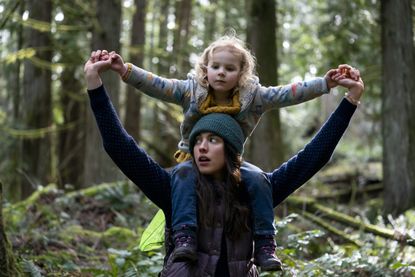 Actresses Margaret Qualley and Rylea Nevaeh Whittet on set of Maid series on Netflix