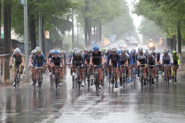 The conditions in China at the Tour of Chongming Island were dismally wet