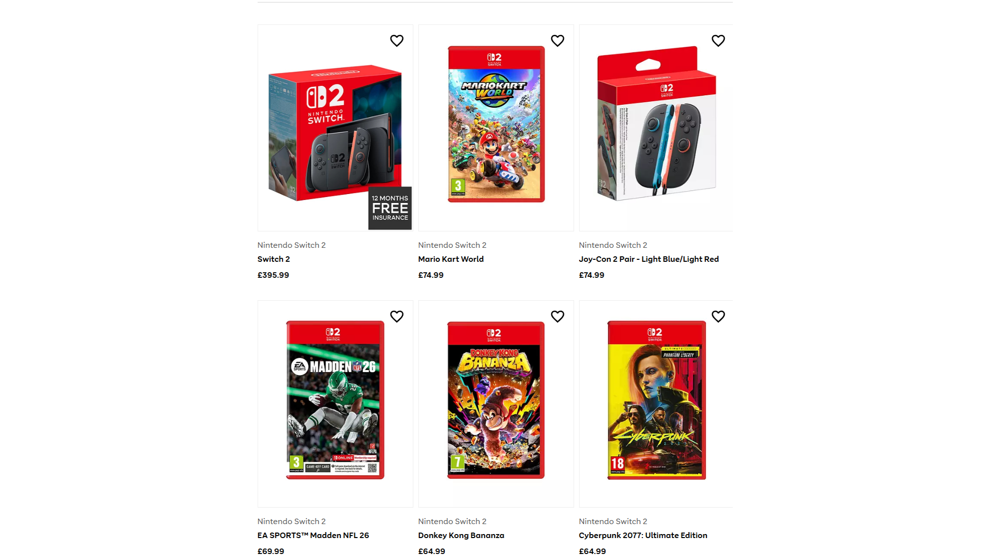 Nintendo Switch 2 stock at Very