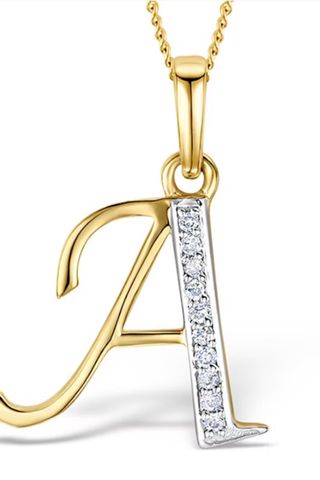 9K Gold Diamond Initial 'A' Necklace 0.05ct