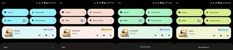 Android 12 Notification Shade Theming Collage
