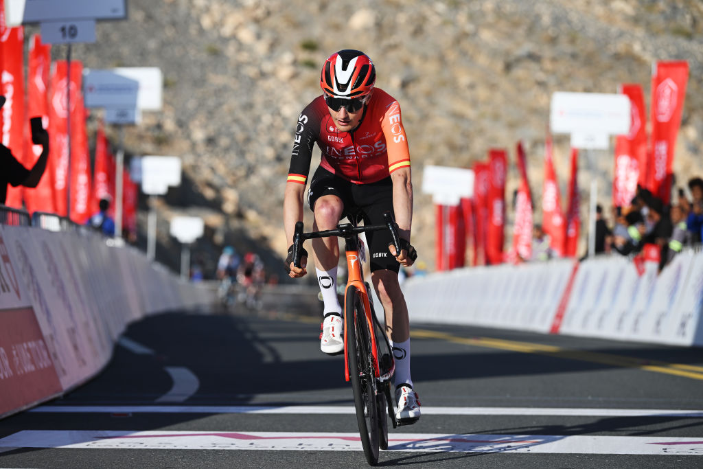 JEBEL JAIS UNITED ARAB EMIRATES FEBRUARY 19 Carlos Rodriguez Cano of Spain and Team INEOS Grenadiers crosses the finish line during the 7th UAE Tour 2025 Stage 3 a 181km stage from Ras al Khaimah to Jebel Jais 1490m UCIWWT on February 19 2025 in Jebel Jais United Arab Emirates Photo by Dario BelingheriGetty Images