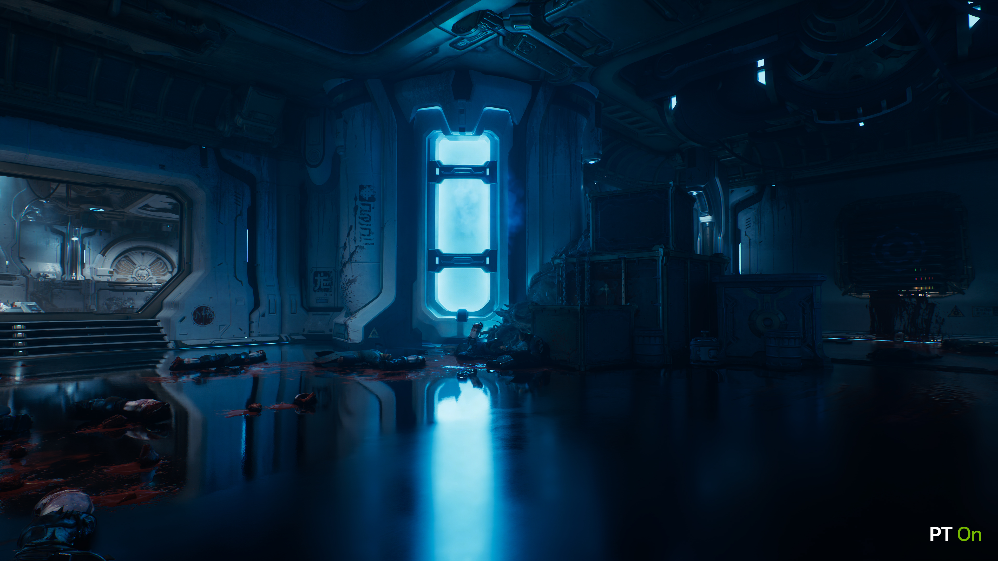 doom the dark ages running on a geforce rtx 50 series with path tracing on