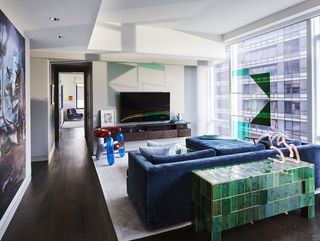 colourful living space at Baccarat Residence NYC Architect Joe Serrins Studio