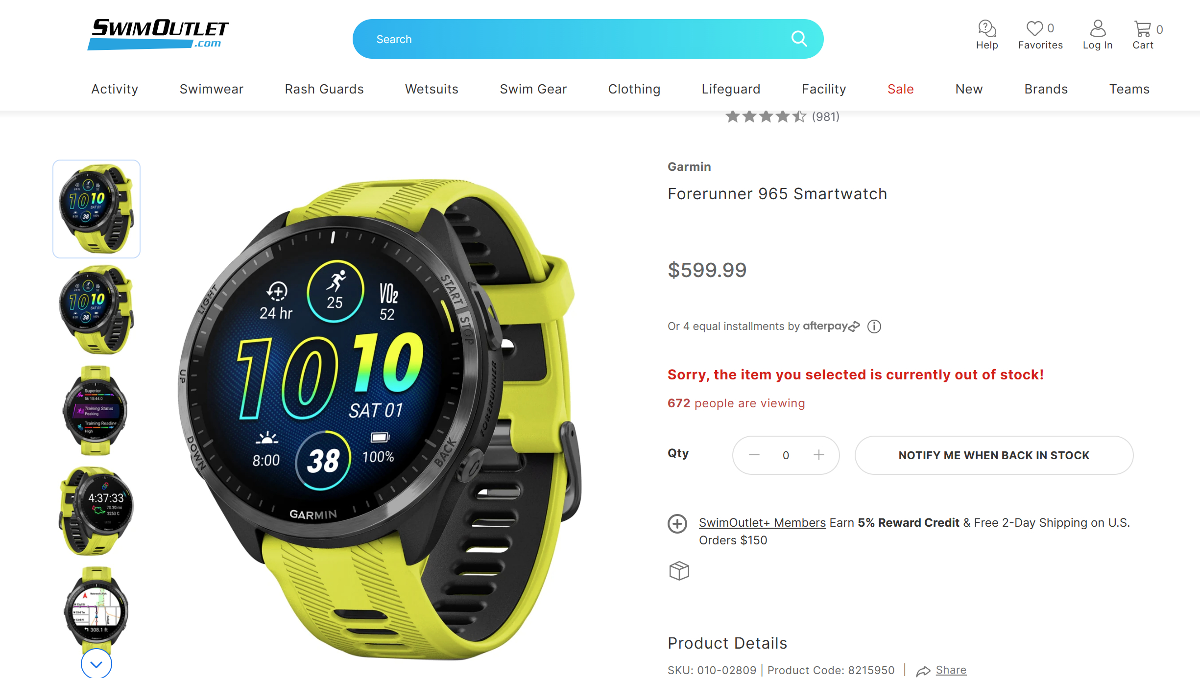 Garmin Forerunner 965 SwimOutlet leaked