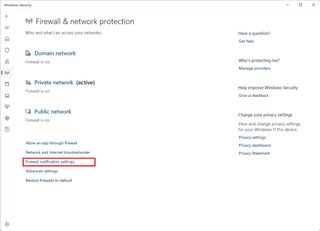 Firewall notification settings