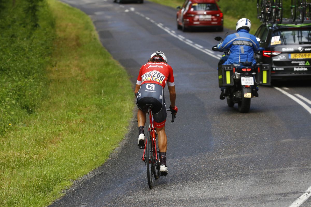 Kiel Reijnen (Trek-Segafredo) eventually got up and finished the stage