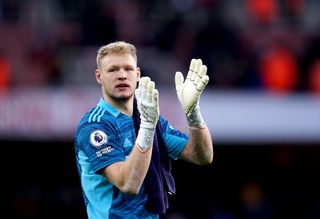Arsenal goalkeeper Aaron Ramsdale applauds the fans at the end of the Premier League match at the Emirates Stadium, London. Picture date: Sunday November 7, 2021