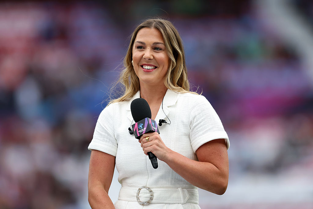 Mary Earps presents during Soccer Aid 2025 at Old Trafford on June 15, 2025 in Manchester, England.