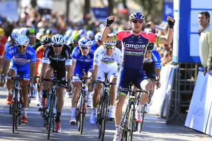 Sacha Modolo (Ita) Lampre-Merida wins Stage 1 of the 2014 Volta ao Algarve from Rui Costa (Por) (Lampre-Merida) amd Alessandro Petacchi (ITA) (Omgea Pharma Quickstep)