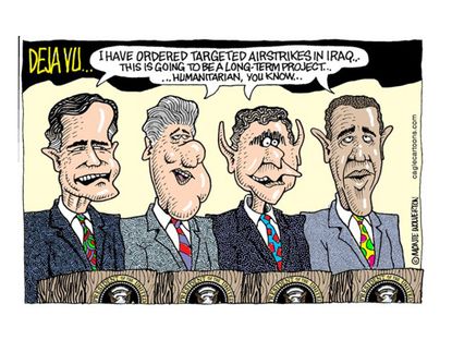 Obama cartoon world Iraq wars