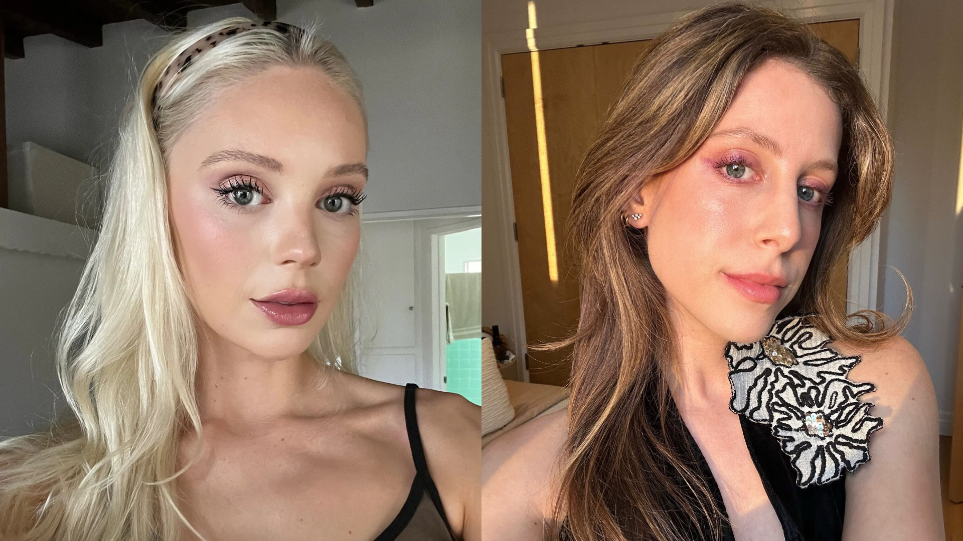 Editors Erin Jahns and Jamie Schneider testing the best eye shadows for blue eyes