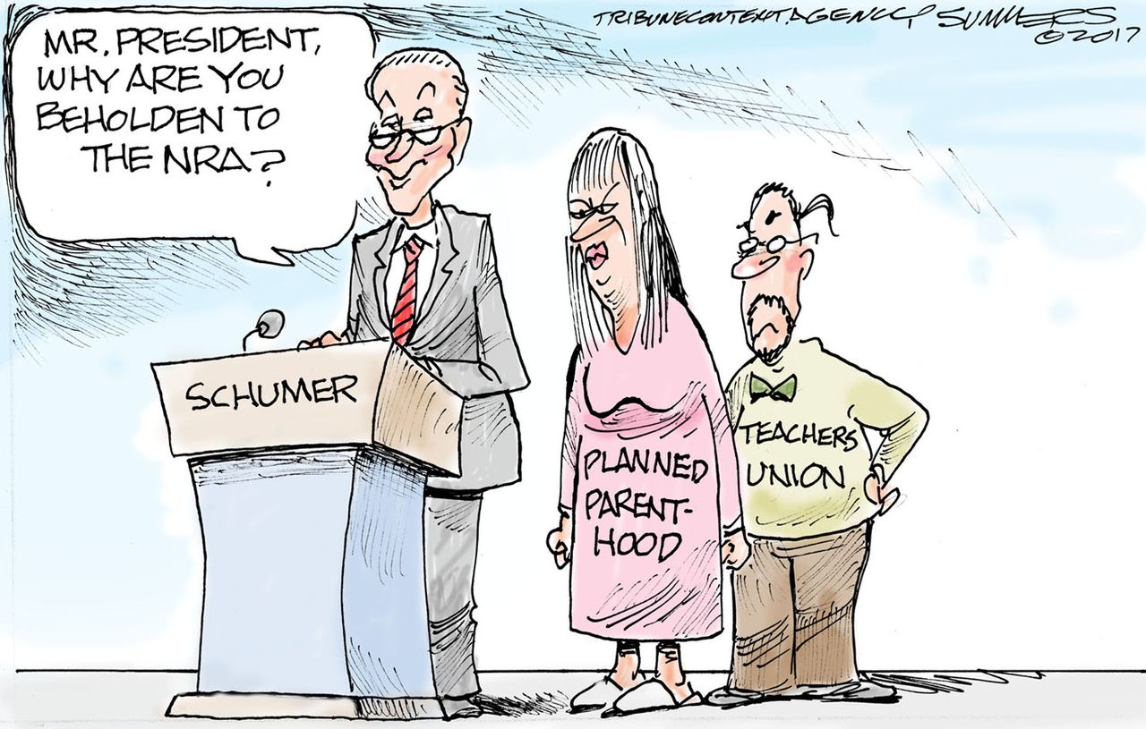 Political cartoon U.S. Democrats Chuck Schumer NRA Planned Parenthood Teacher&amp;#039;s Union