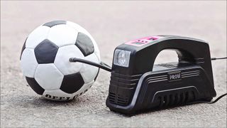 Prow Electric Air Compressor inflating soccer ball