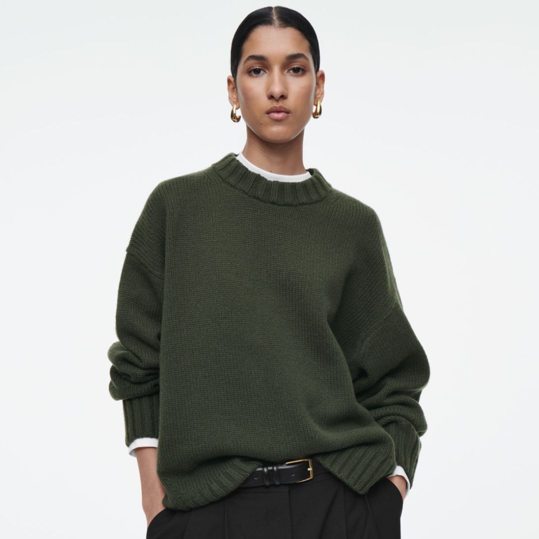 COS Chunky Pure Cashmere Crew Neck Jumper