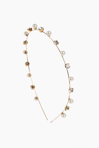 Jennifer Behr Swarovski crystal and pearl headband gold