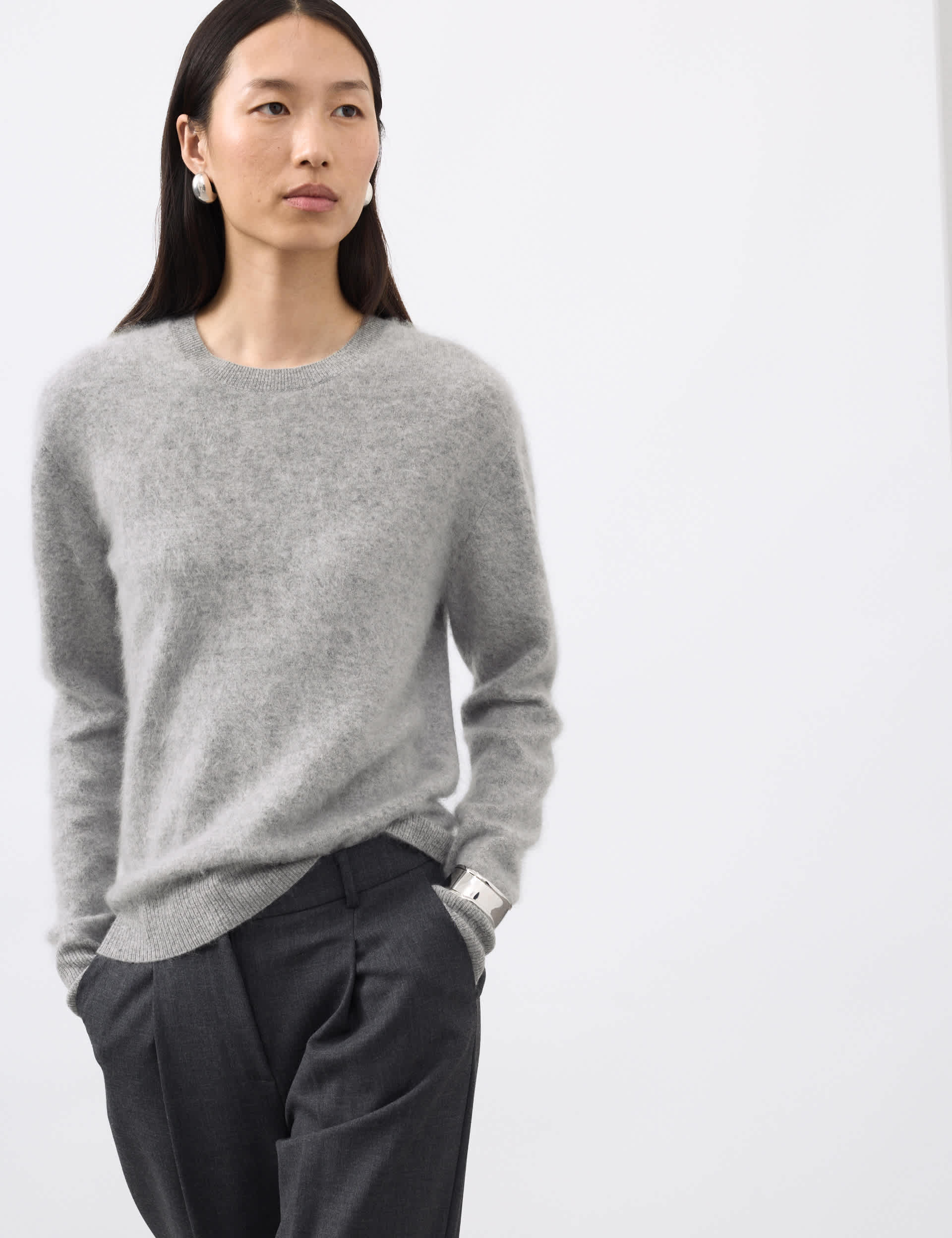 Brushed Wool With Cashmere Crew Neck Jumper