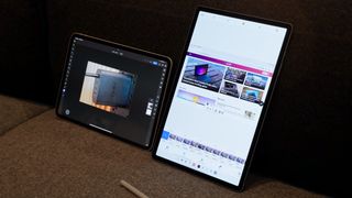 Photo editing software on an iPad Pro M4 (left) and Samsung Galaxy Tab S10 Plus (right).