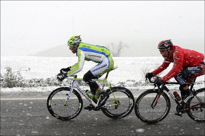 Racers battled snowy conditions in Italy