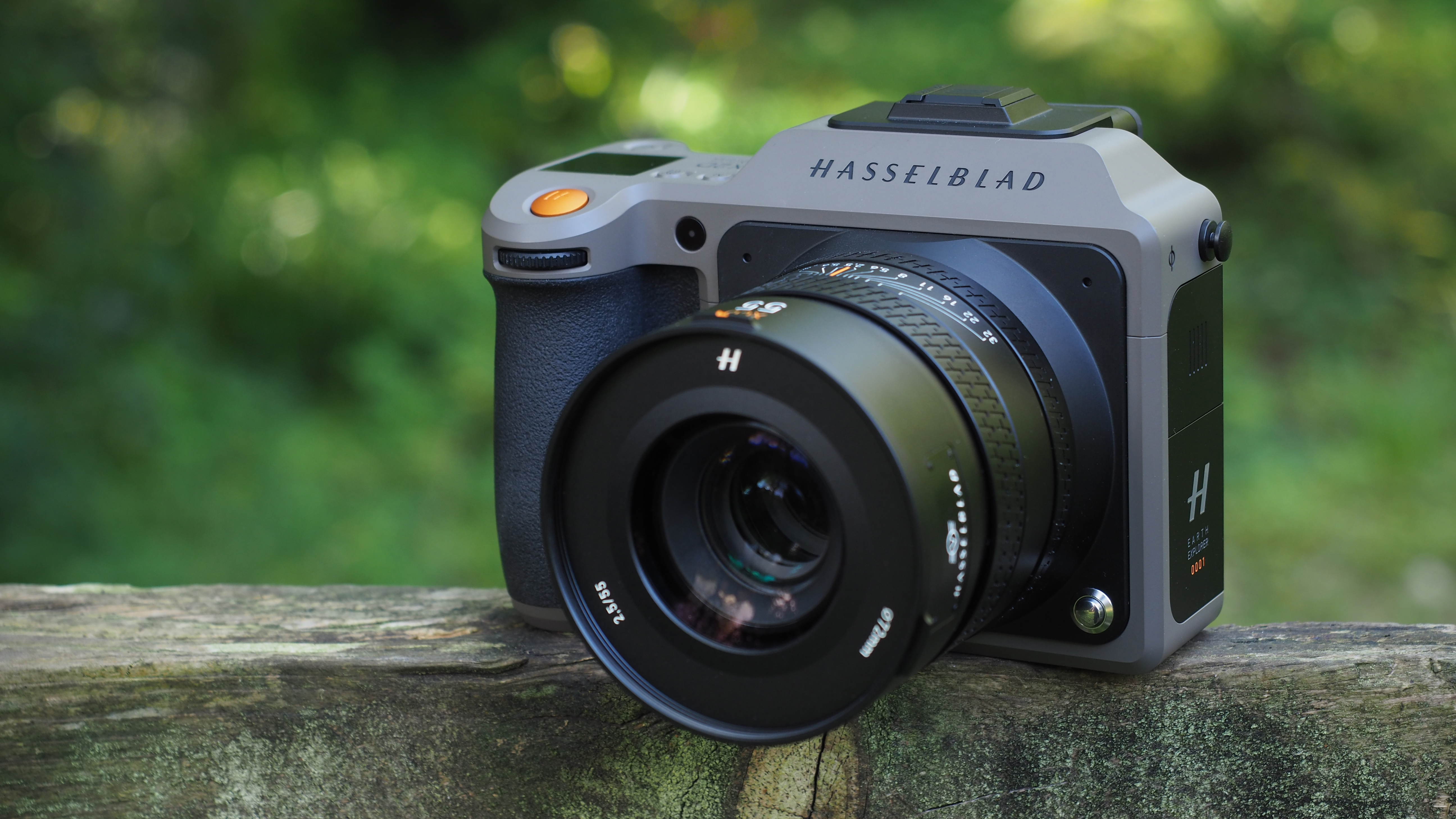 Hasselblad X2D 100C Earth Explorer Edition outdoors, in a woodland setting
