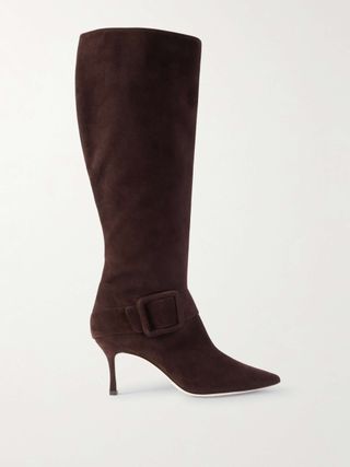 Bayhi 70 Buckle-Embellished Suede Knee Boots