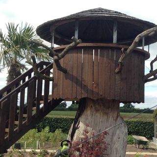 tree house with garden with stairs
